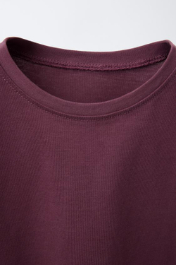 ZARA НАБОР ИЗ ТРЕХ ОДНОТОННЫХ ФУТБОЛОК, ШОКОЛАДНЫЙ