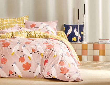 Постельное белье LOVE BIRDS PETAL Blanc des Vosges 1.5 спальное Розовый / Желтый