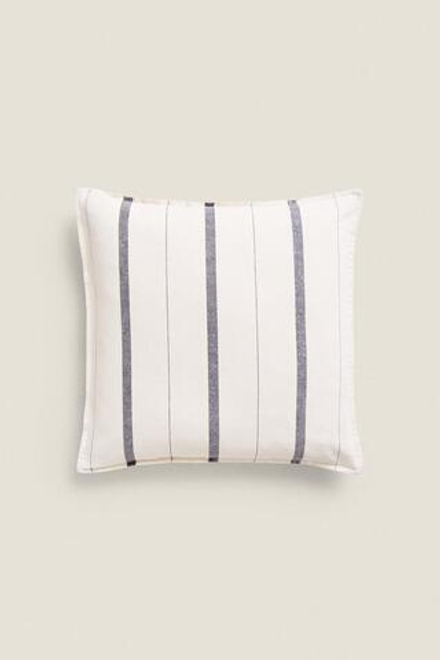 ZARA HOME ЧЕХОЛ ДЛЯ ДЕКОРАТИВНОЙ ПОДУШКИ В КОНТРАСТНУЮ ПОЛОСКУ, СИНИЙ