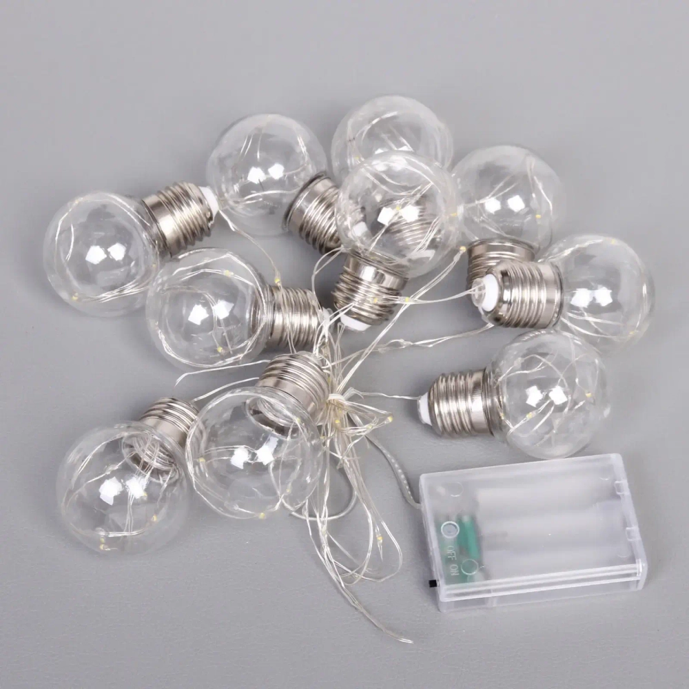 Гирлянда для дома «Теплый свет» на батарейках 3,0 м, 10 насадок, 80 ламп LED, d-5 см, 2 реж, (3АА), IP-20, Теплый белый