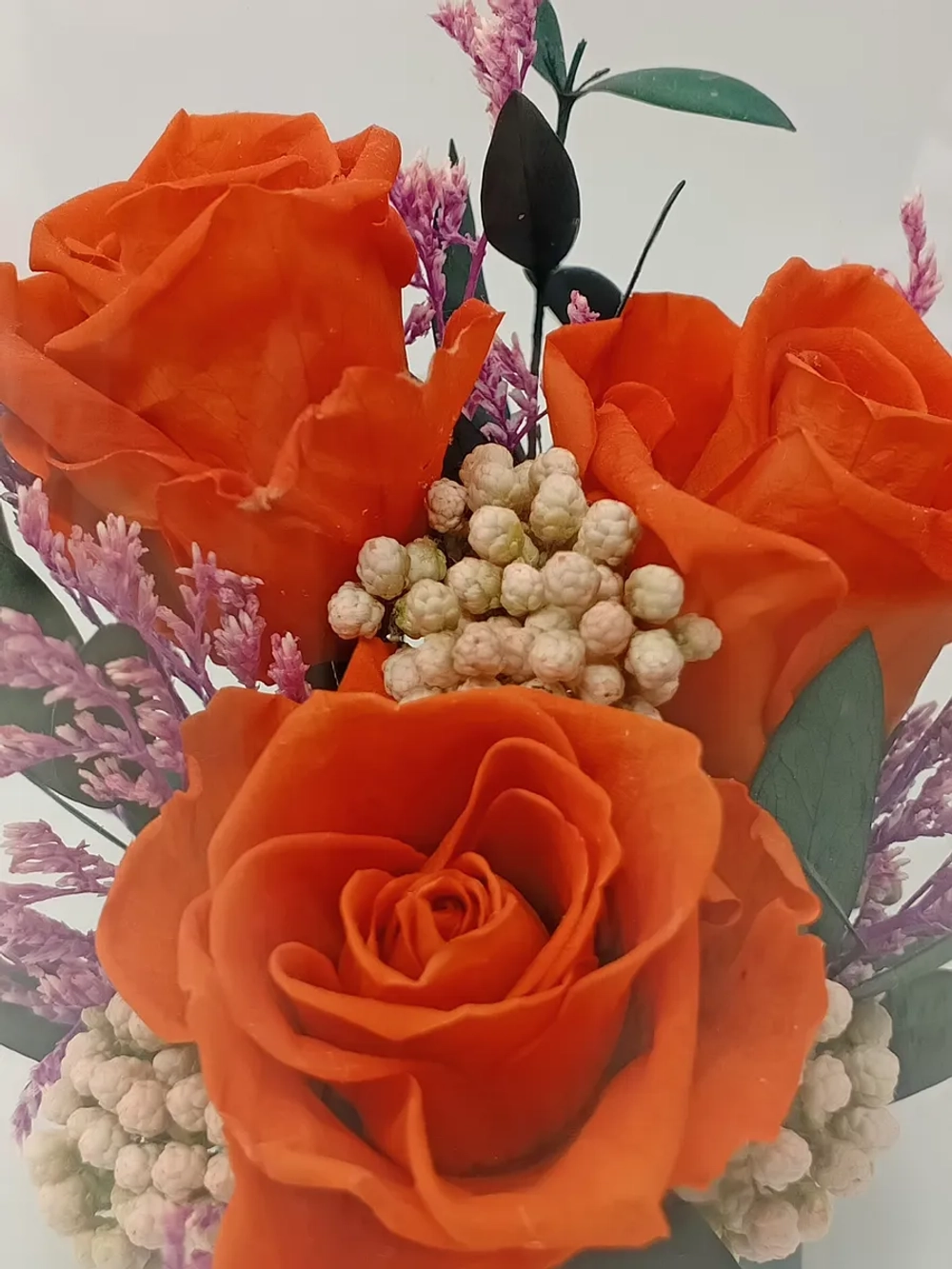 натуральные кустовые розы в стекле, вакуум*