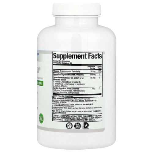Arthur Andrew Medical, Syntol AMD, Advanced Microflora Delivery, средство для здоровой микрофлоры, 500 мг, 360 капсул
