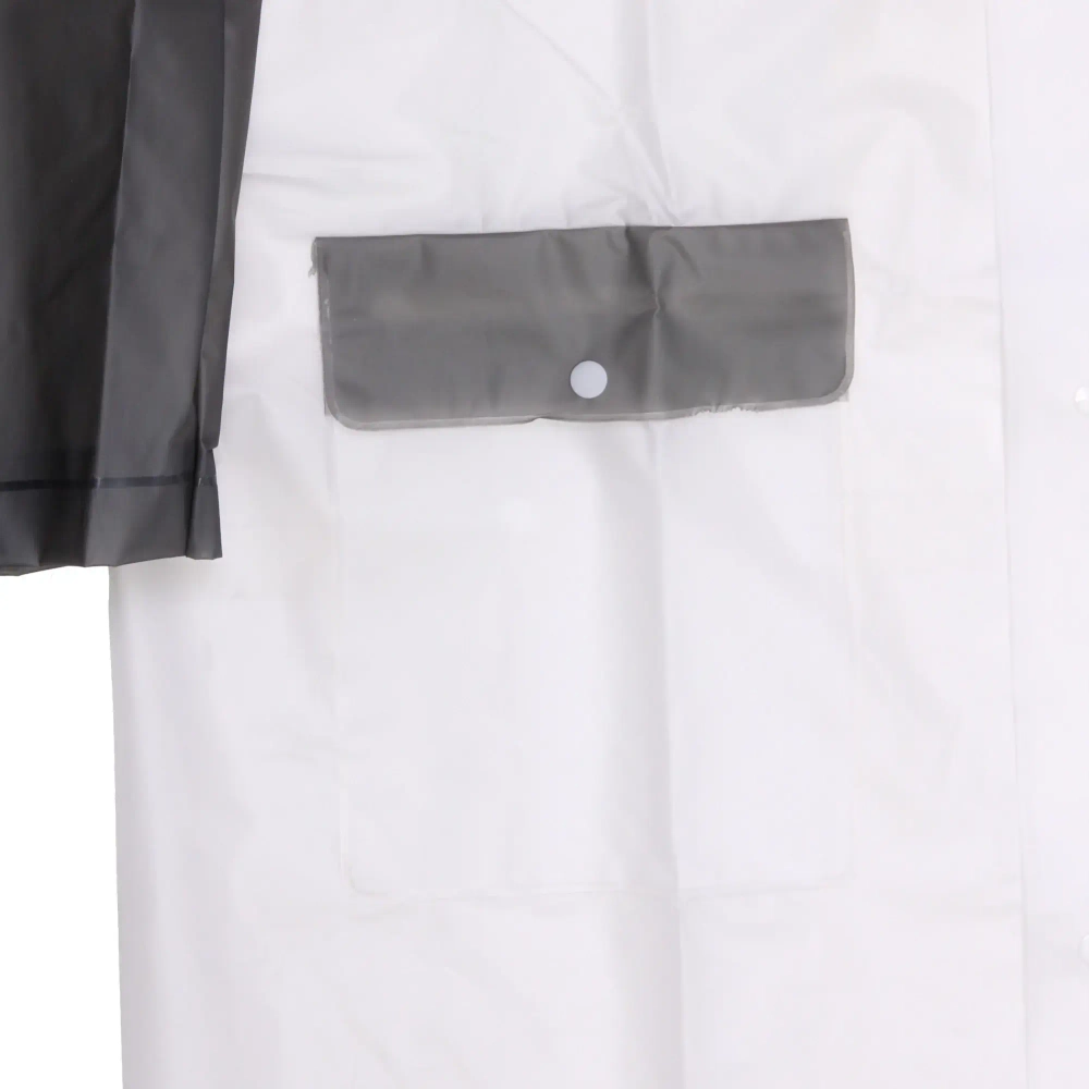 Дождевик-плащ 140 Мкрн 115*65см «Уральский» с капюшоном и завязками, на кнопках, увеличенный , бело-серый ДоброСад