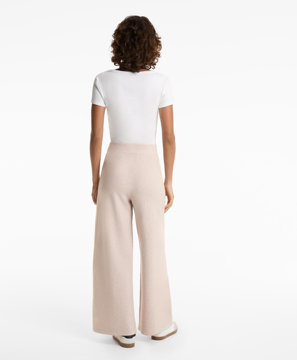 OYSHO Широкие прямые брюки из пике-трикотажа, светло-бежевый