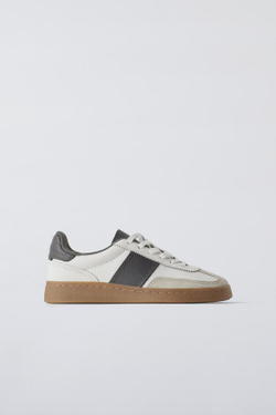 ZARA КОЖАНЫЕ КРОССОВКИ, БЕЛЫЙ