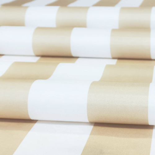 Оксфорд 240 D ткань тентовая водоотталкивающая, ПОЛОСКА бело-бежевая