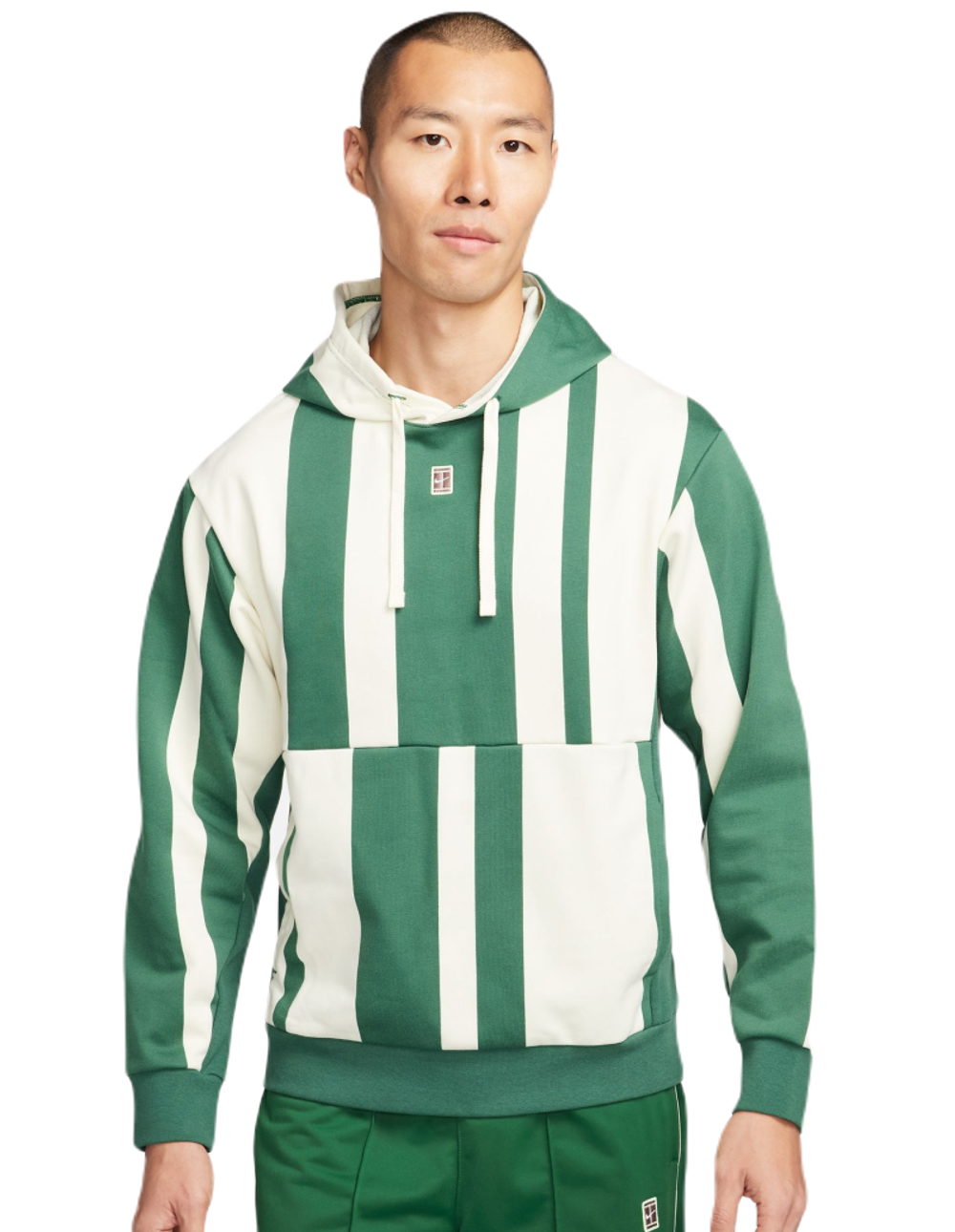 Мужская теннисная кофта Nike Court Heritage Dri-Fit Fleece Tennis Hoodie - gorge green/coconut milk