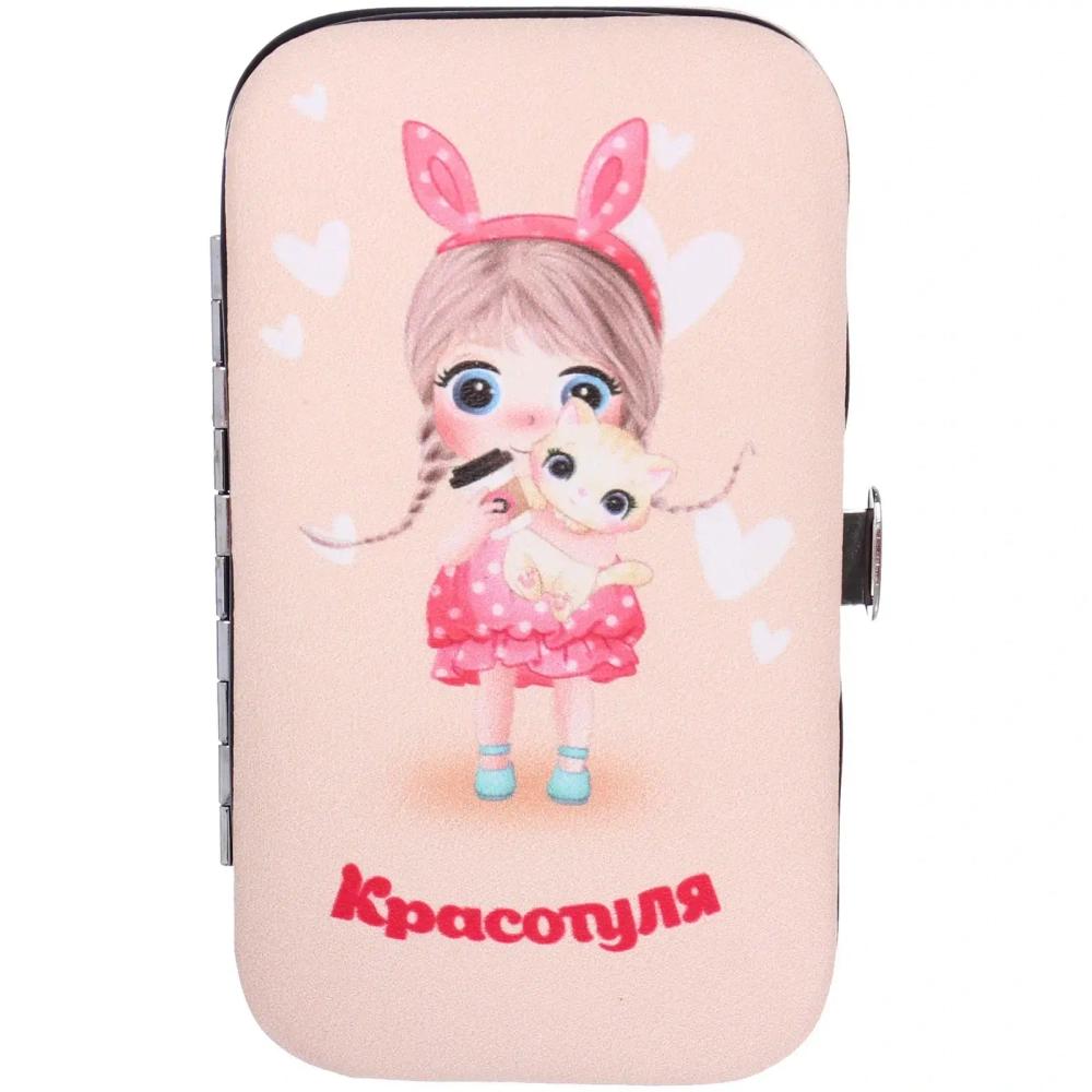 Набор для маникюра в футляре 6 предметов «КРАСОТУЛЯ!»,11*6,5см