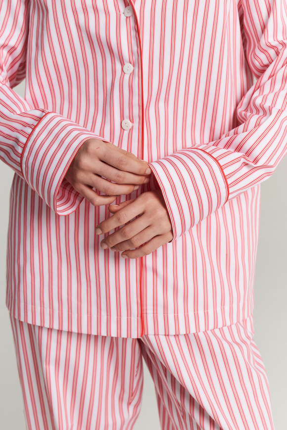 Рубашка с кантом из сатина в полоску