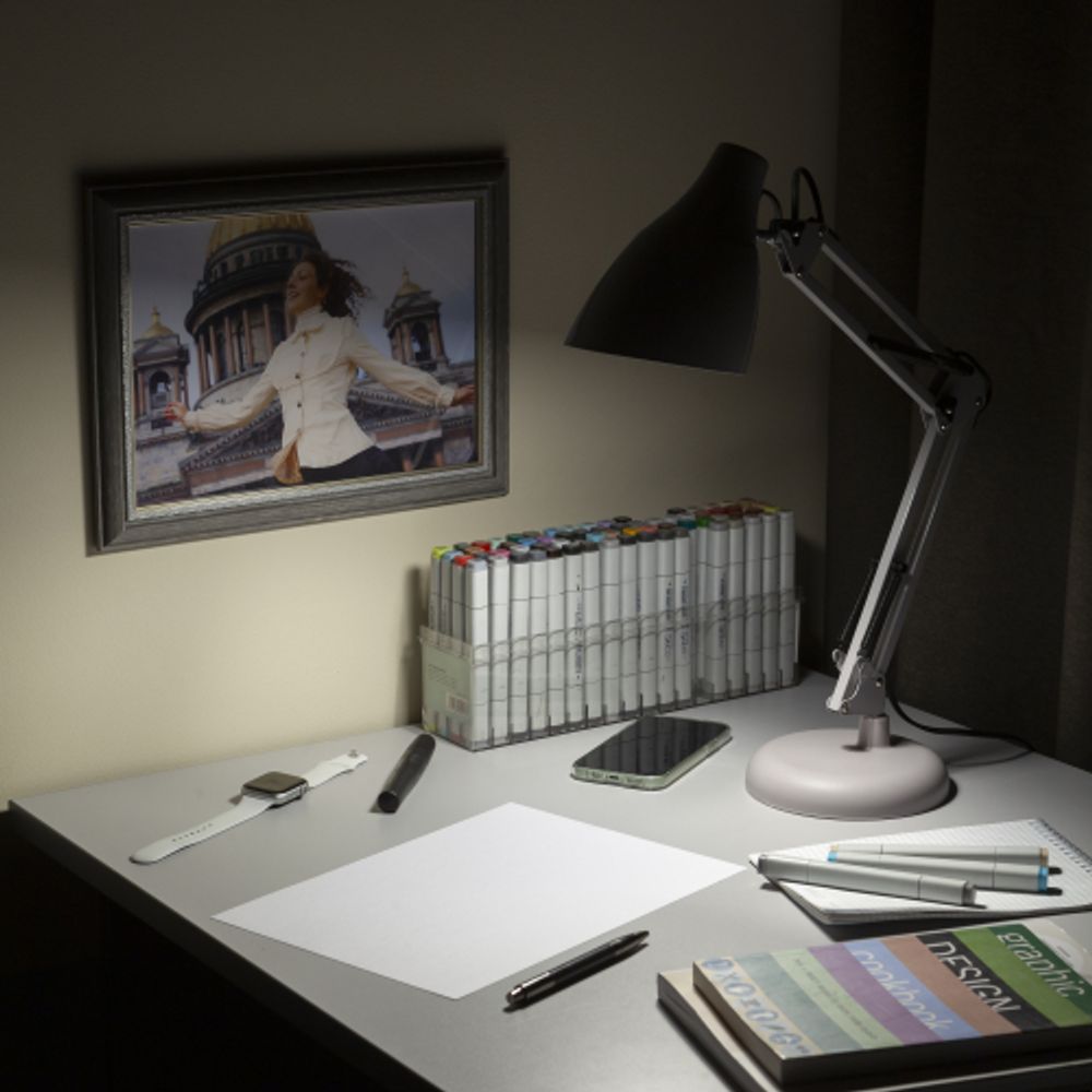 Настольный светильник ЭРА N-123-Е27-40W-GY серый | Настольные светильники под лампу