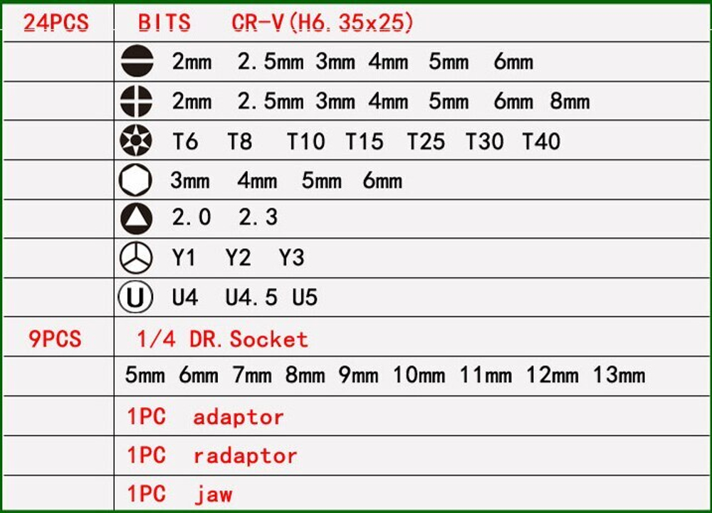 Набор отвертка с битами ZHUOQUN TOOLS NO.8913 (53шт.)
