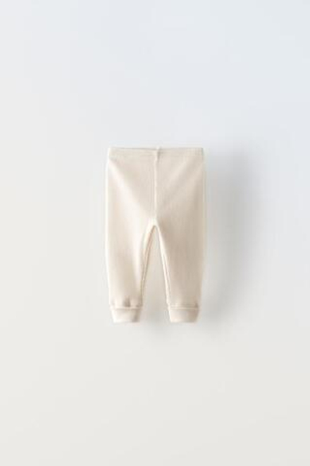 ZARA НАБОР ИЗ ДВУХ ТРИКОТАЖНЫХ ЛЕГИНСОВ С ВАФЕЛЬНЫМ УЗОРОМ, СИНИЙ