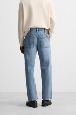 ZARA ДЖИНСЫ STRAIGHT ДЛИНОЙ ДО ЩИКОЛОТКИ, ВЫЦВЕТШИЙ СИНИЙ