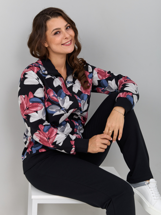 Костюм с брюками КБ-184/черныйбордо-листья