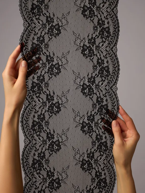 03-292 ОПТ Кружево эластичное 23 см, черный 170