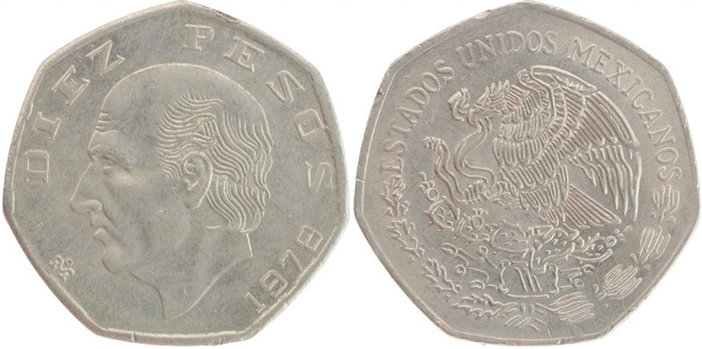 Мексика 10 песо, 1978 - 1985 Мигель Идальго-и-Костилья XF