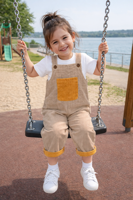 Вельветовый полукомбинезон Светлый Кофе