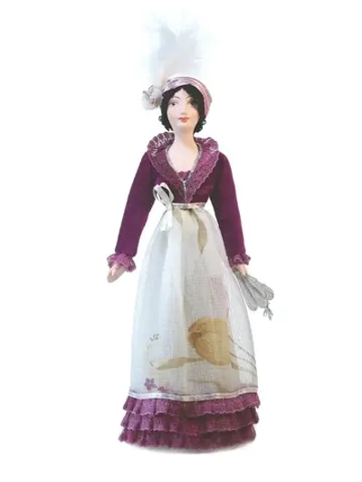 Кукла коллекционная в костюме для прогулок 19 века.