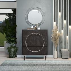 Комод Арт Колор leaves Классик Сильвер с 3 ящиками Терпкий коричневый