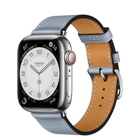 Умные часы Apple Watch Series 7 Hermès GPS + Cellular 41mm Silver Stainless Steel Case with Single Tour (Bleu Lin)