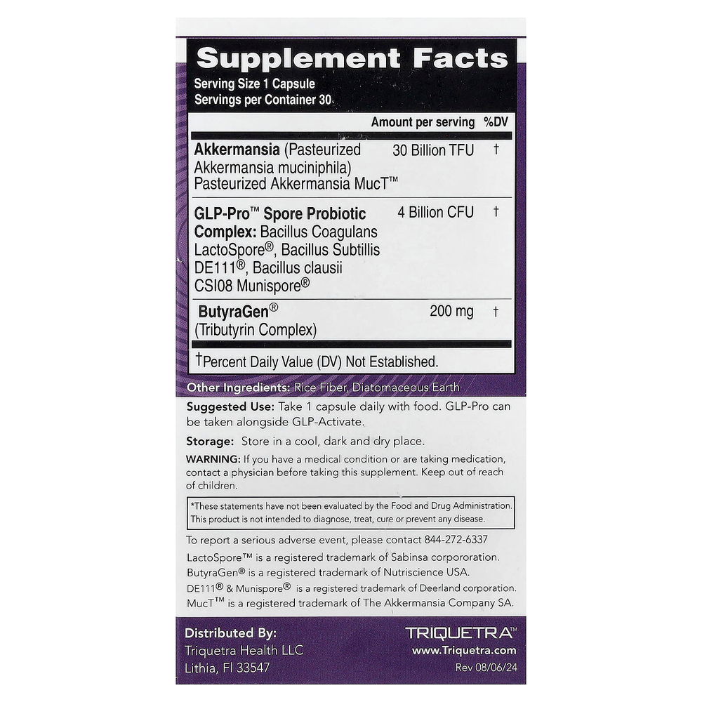 Triquetra Health, PX Therapeutics™, GLP-Pro™ GLP-1, пробиотики и постбиотики, 30 капсул