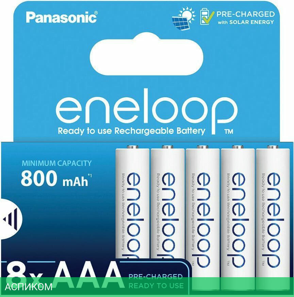 Аккумулятор Panasonic Eneloop AAA 800mAh BL8 (BK-4MCDE/8HH)