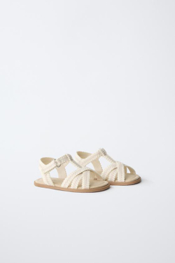 ZARA ВЯЗАНЫЕ САНДАЛИИ BAREFOOT, ЭКРЮ