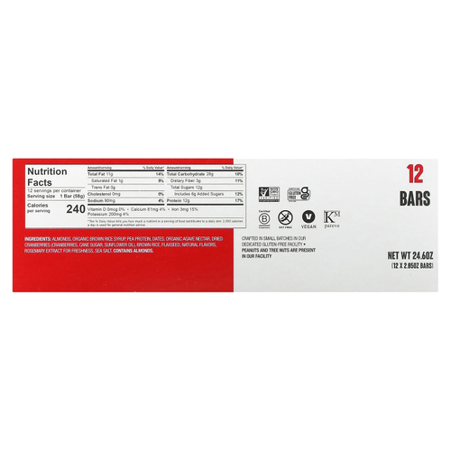 The GFB, Батончики без глютена, клюква + обжаренный миндаль, 12 батончиков, 58 г (2,05 унции)