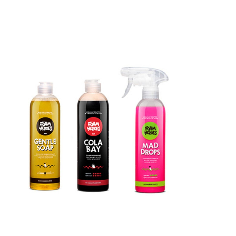 Набор для трехфазной мойки Gentle Soap Banana + Cola Bay+Mad Drops Raspberry