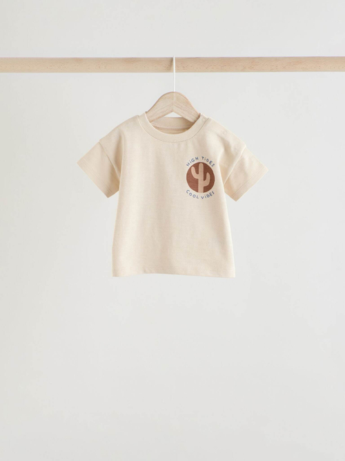 Футболка и шорты в комплекте для малышей Next E81-349, 3 шт., Молочный, Голубой, Коричневый