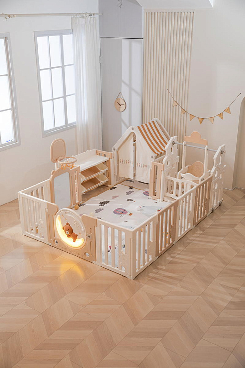 Манеж UNIX Kids DeLuxe House&Storage Camel 180 x 200 см с игровыми аксессуарами