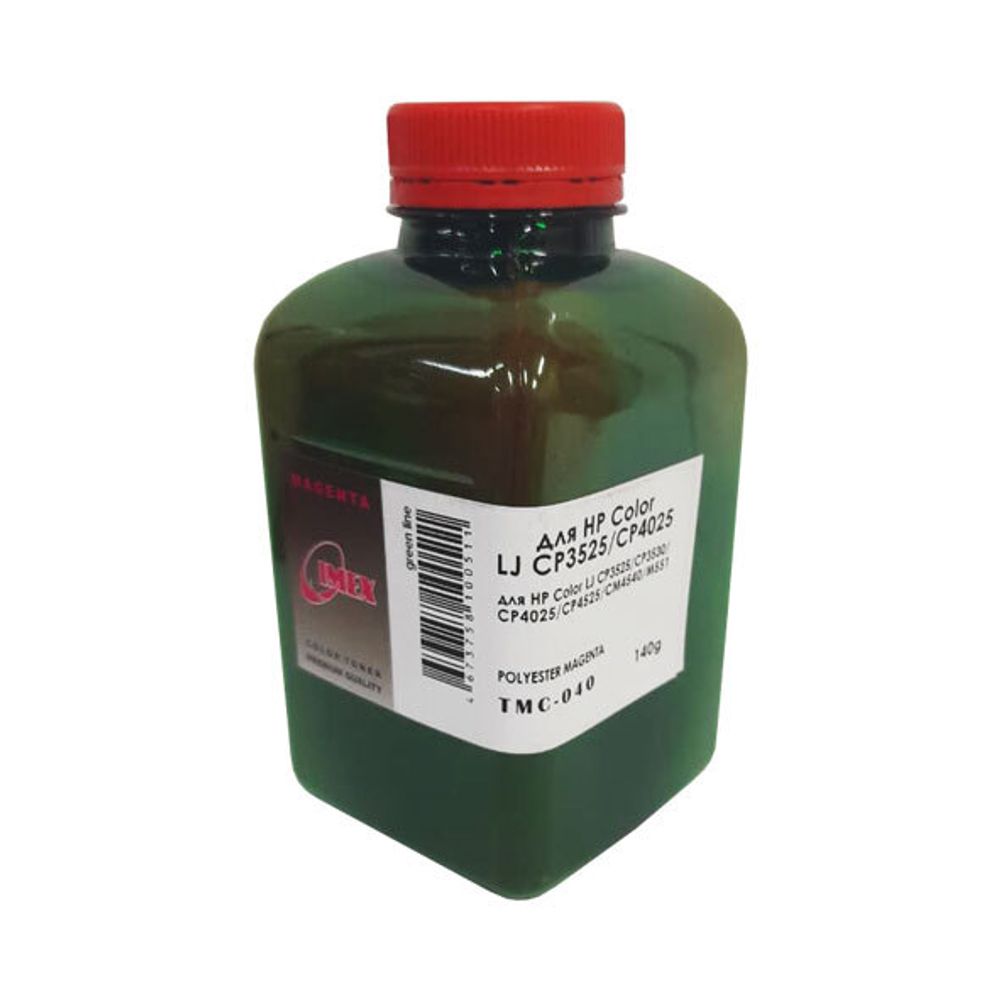 Тонер для HP Color LJ CP 3525/3530/4025/4525/CM4540/M551 (140г, Polyester, TMC040 IMEX) пурпурный Green Line