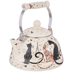ЧАЙНИК AGNESS ЭМАЛИРОВАННЫЙ, 3,0Л, СЕРИЯ "ПАРИЖСКИЕ КОТЫ"