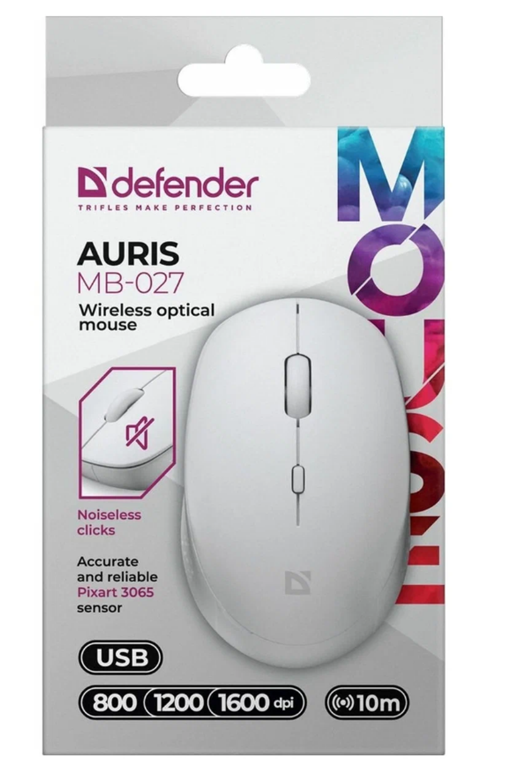 Мышь беспроводная DEFENDER Auris MB-027 USB белая