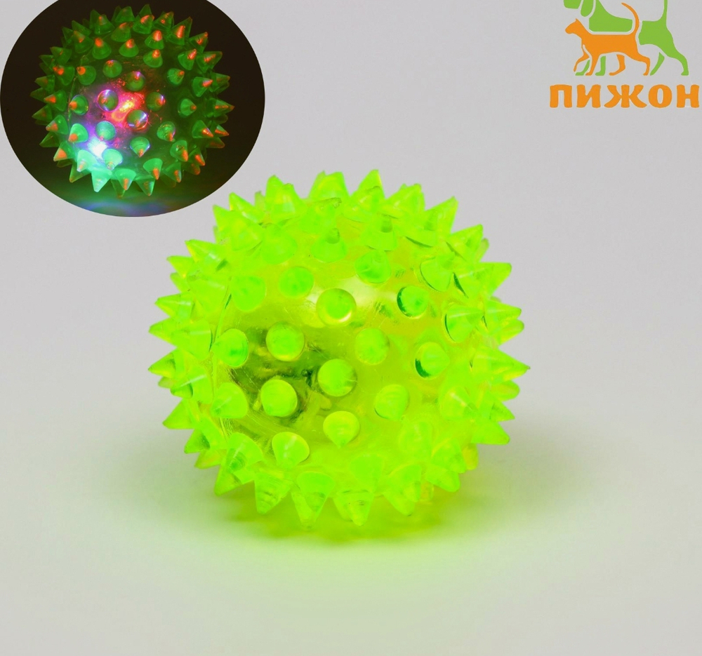 Мяч для собак средний, 5.5 см, светящийся,