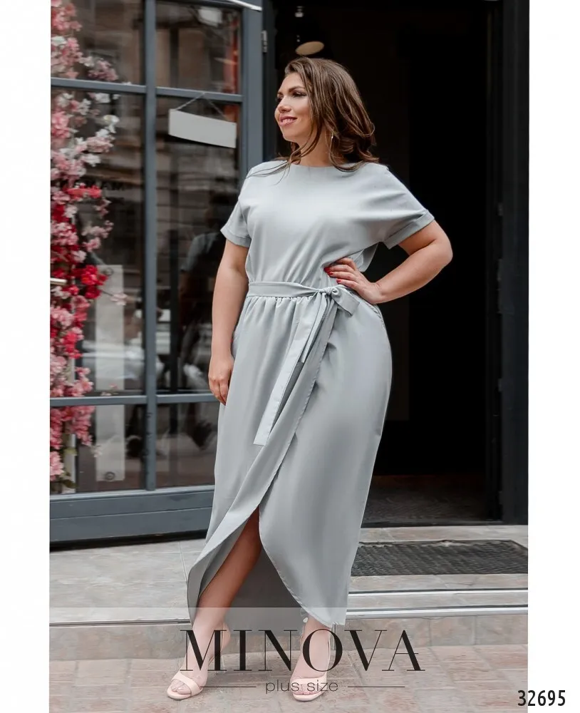 Платье 8609-1-светло-серый Minova
