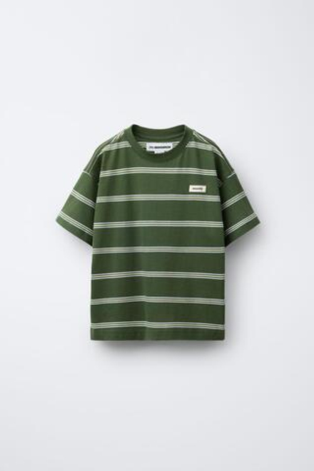 ZARA Х BENSIMON ® ФУТБОЛКА С КОРОТКИМИ РУКАВАМИ В ПОЛОСКУ, ЗЕЛЕНЫЙ