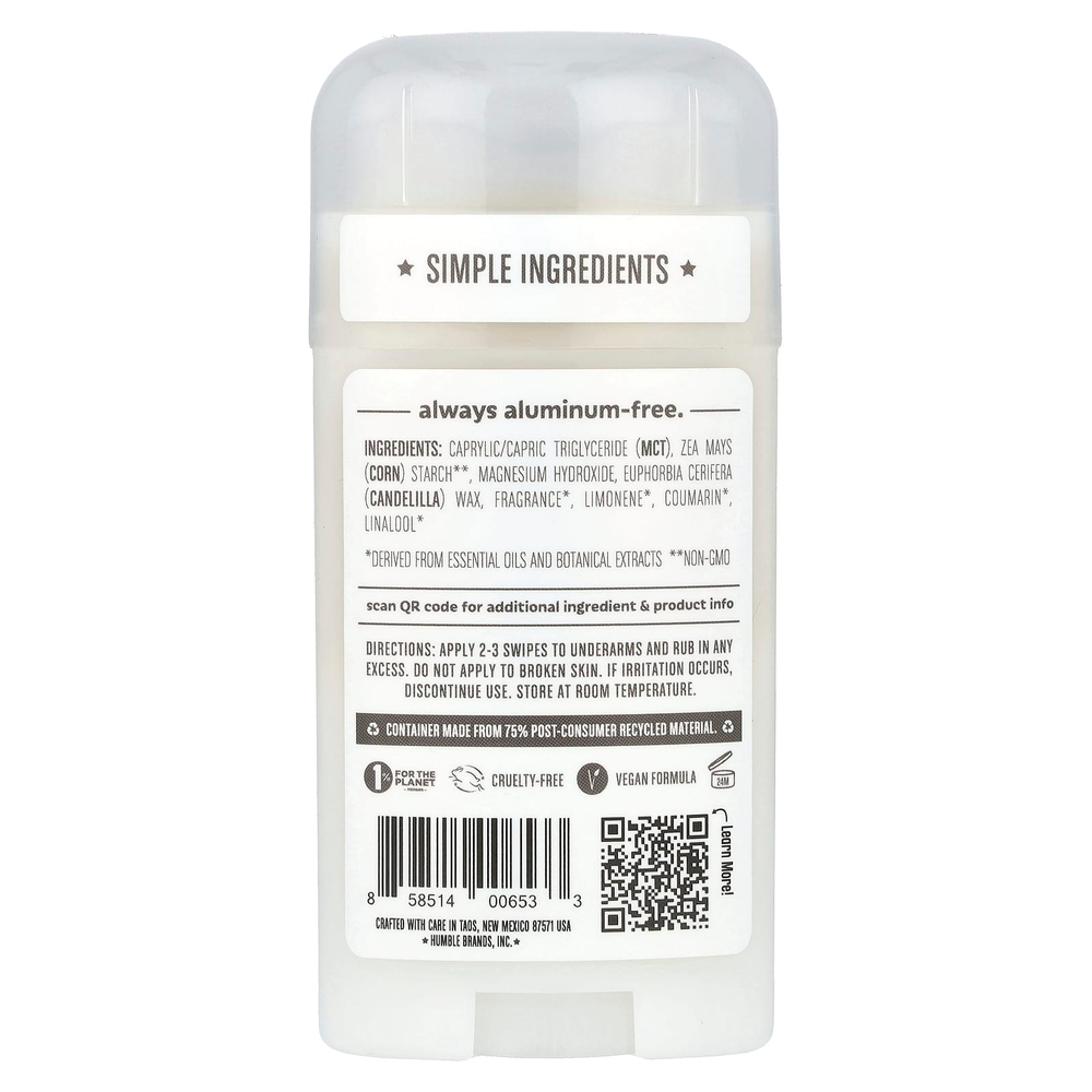 Humble Brands, Дезодорант без пищевой соды, пало санто и ладан, 70 г (2,5 унции)