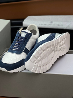 Мужские кроссовки Brunello Cucinelli Panelled бело-синие