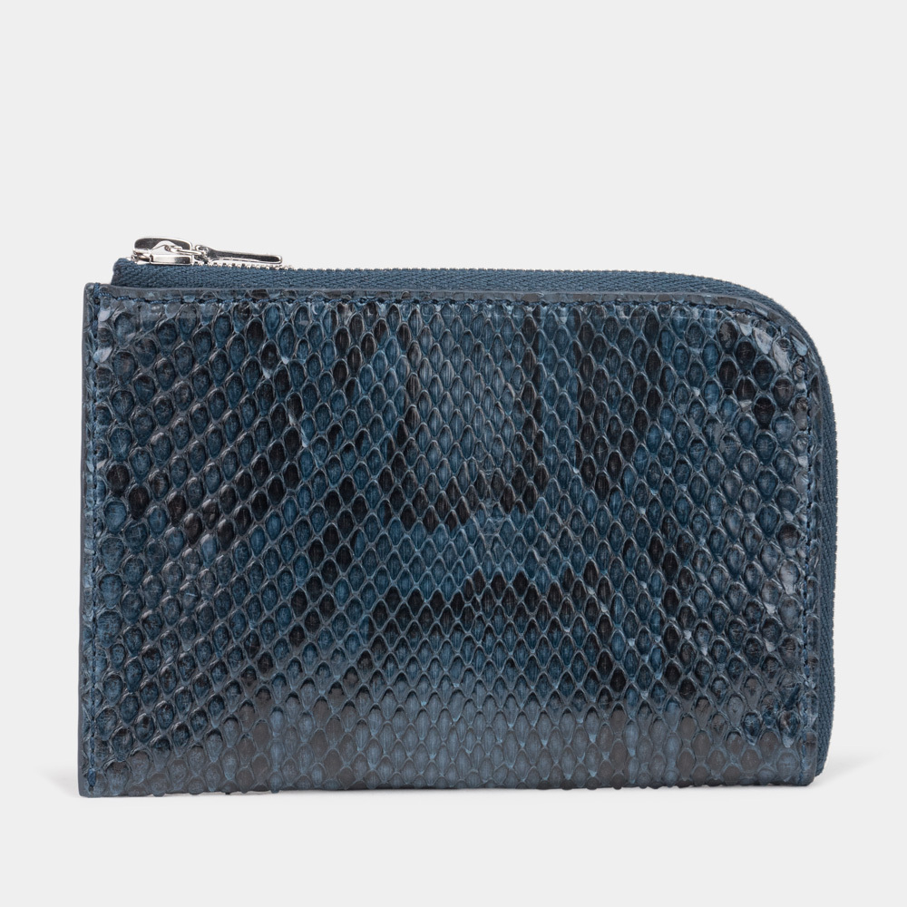 Мини-кошелек Aven из кожи питона синего цвета