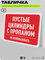 Табличка для обеспечения безопасности "Пустые цилиндры с пропаном", для офиса, по охране труда для предприятия, организаций, 40х30 см, Silver Plane x Айдентика Технолоджи