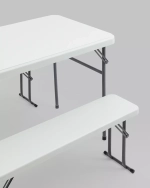 Комплект стола и двух скамеек, белый