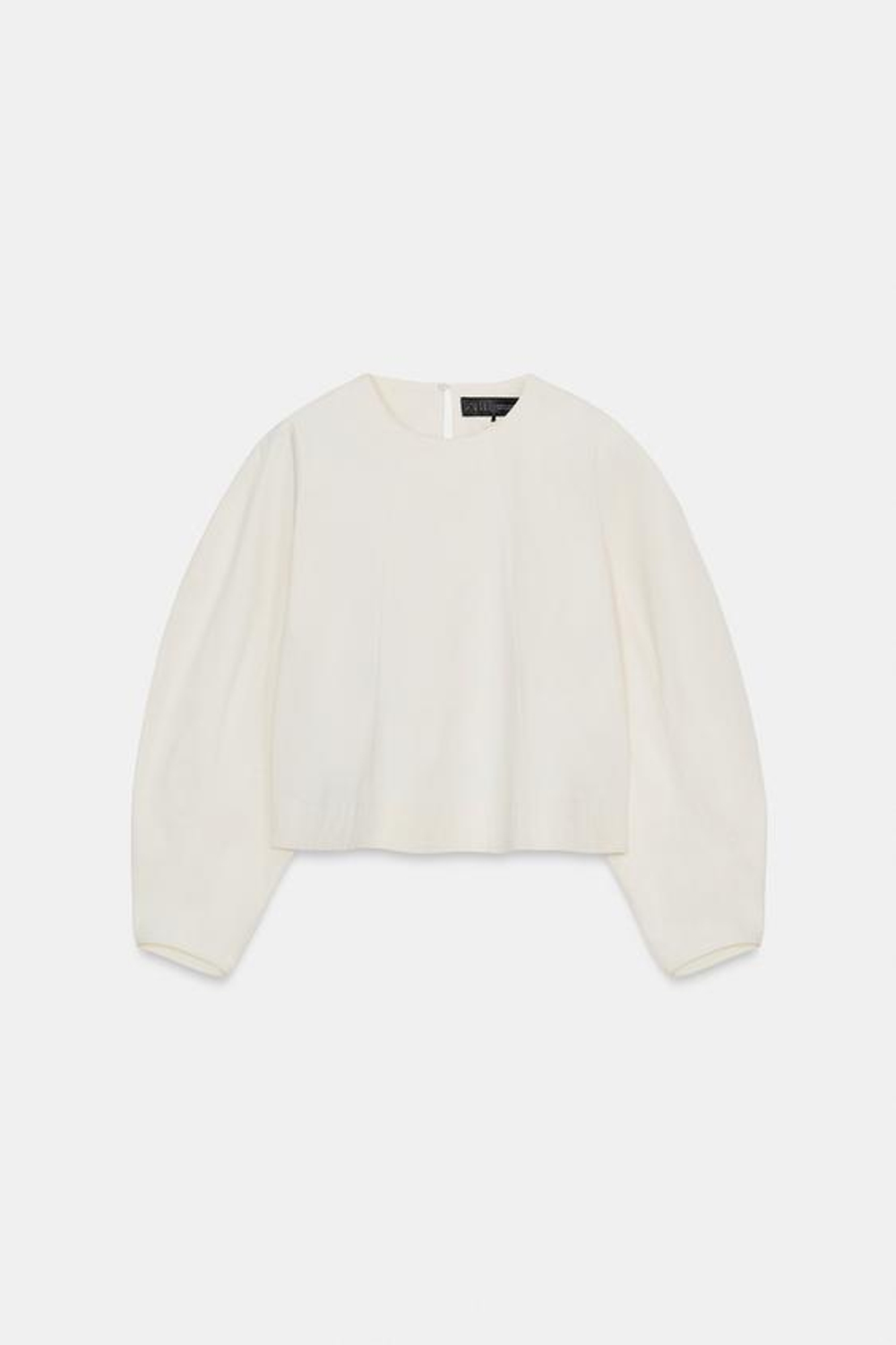 ZARA УКОРОЧЕННЫЙ ТОП С ОБЪЕМНЫМИ РУКАВАМИ, ЭКРЮ