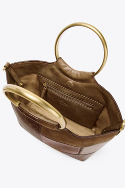 ZARA МИНИ-СУМКА-МЕШОК ИЗ ПЭЧВОРКА С ЖЕСТКИМИ РУЧКАМИ, РАЗНОЦВЕТНЫЙ