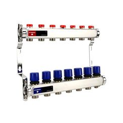 Группа коллекторная для отопления VARMEGA VM15507 ВР 1, на 7 контуров 3/4 EK, нерж. сталь