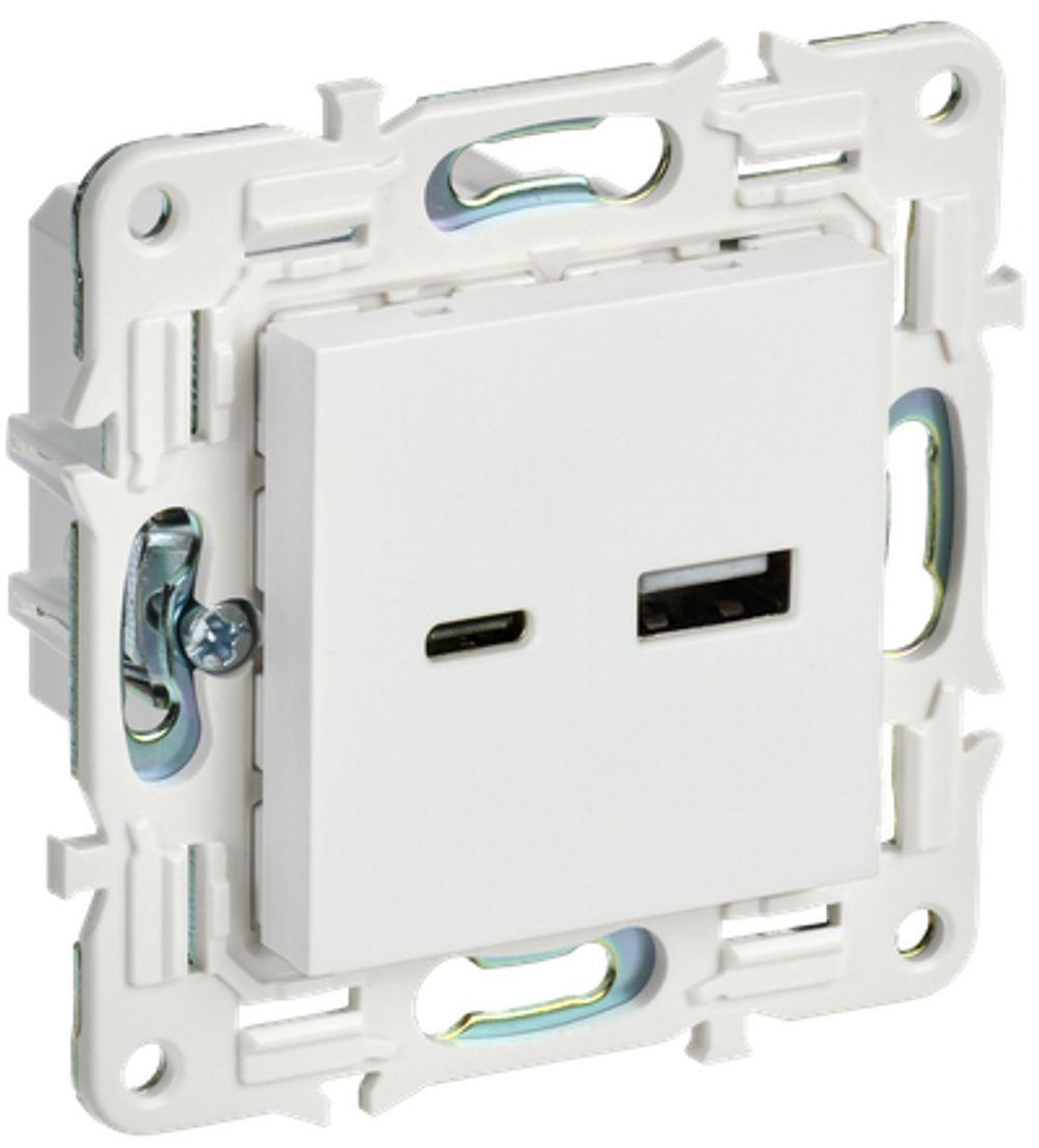 SKANDY Розетка USB A+C 18Вт SK-R13W арктический белый IEK