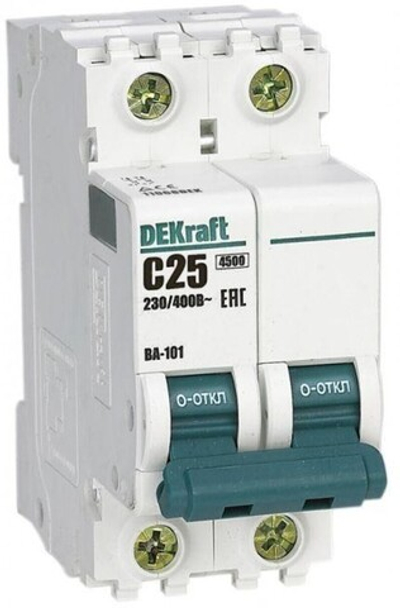 Выключатель автоматический DEKraft 2Р 25А C ВА-101 4,5кА