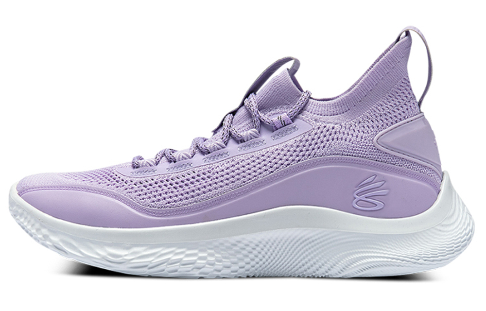 Under Armour Curry 8 three-point contest fabric shock absorption, non-slip, wear-resistant, breathable, mid-cut actual combat basketball shoes for men and women with the same lilac