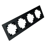 Рамка 4-местная, стекло, STEKKER GFR00-7004-05М, серия Катрин, черный матовый 49603