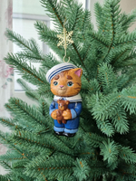 Котик морячёк ёлочная игрушка ручной работы